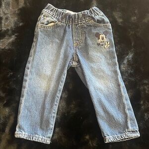 Disney Baby Gap Mickey Mouse slim Jeans Pants Elastic Waistband Sz 18-24M